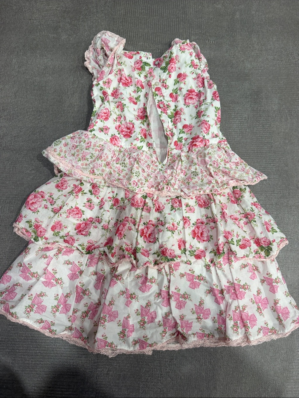 American Girl Doll and LoveShackFancy Girls Pink Floral Tiered Dress 4T - Picture 5 of 11